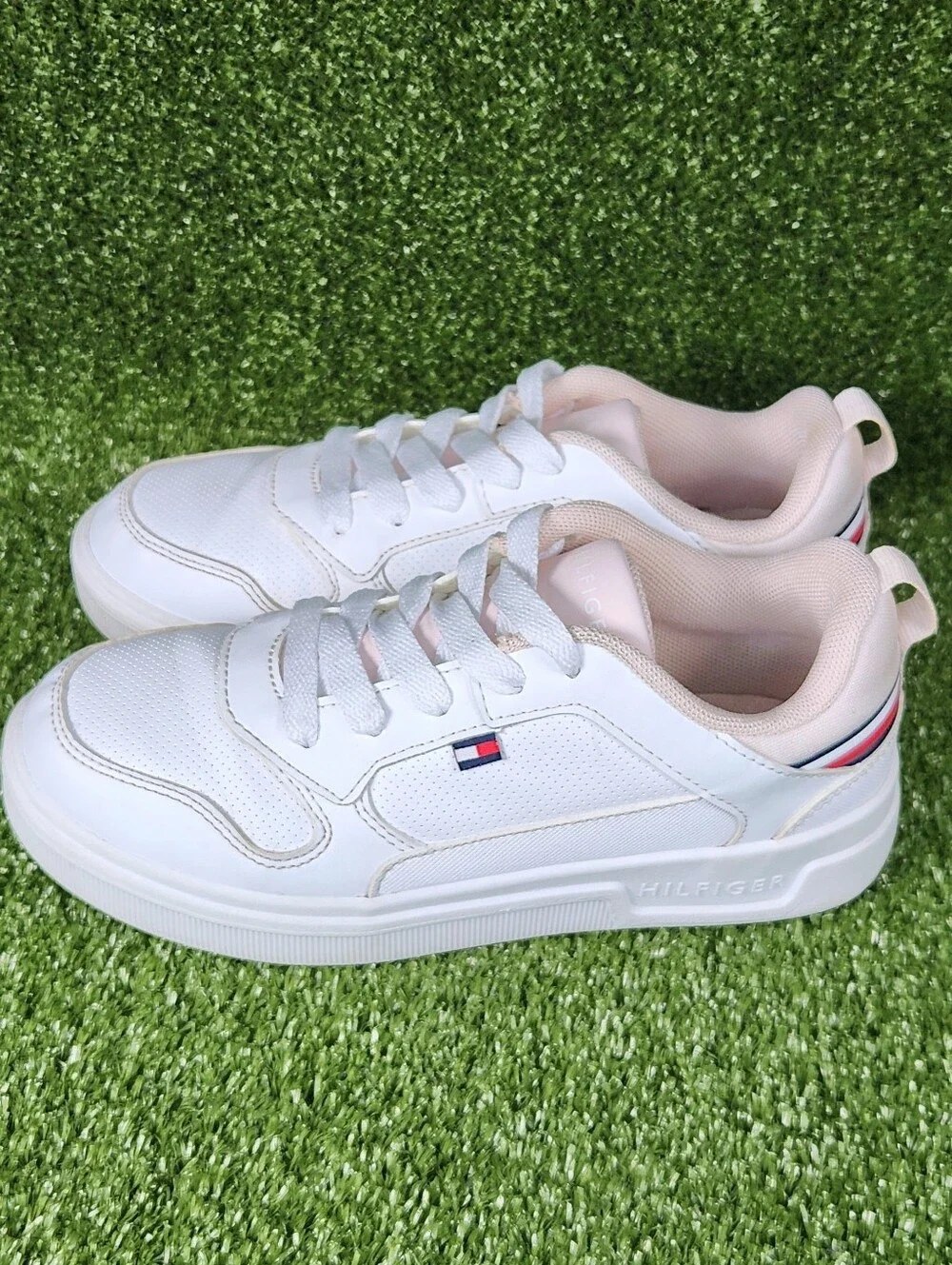 Tommy Hilfiger Girls Classic Court Low White Light Pink Shoes Sneakers Size 3